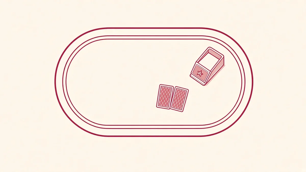 Rose illustration of a live-dealer table layout