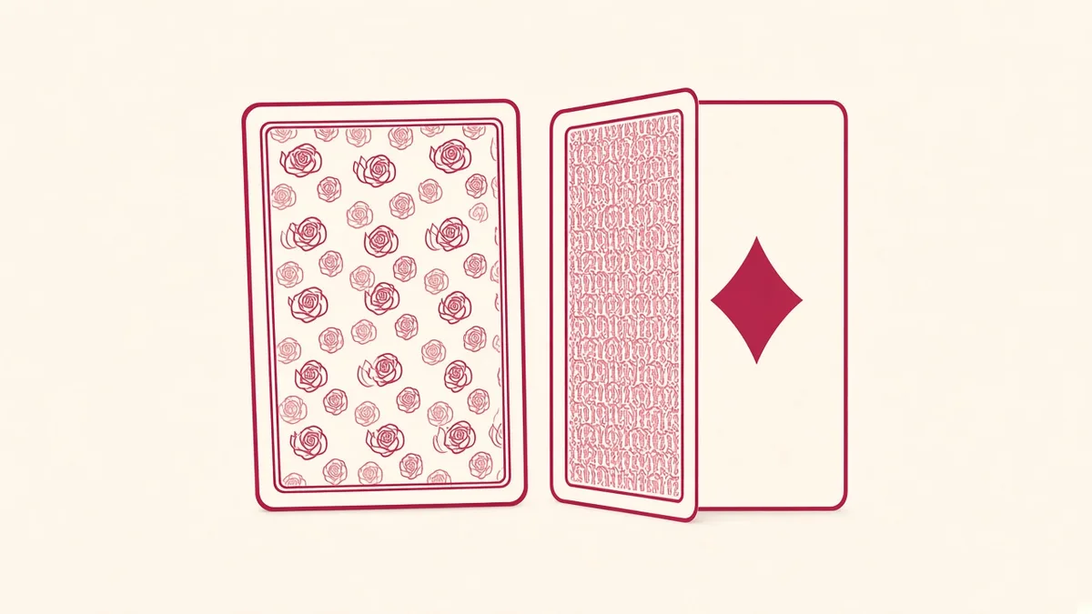 Rose illustration of two single playing cards