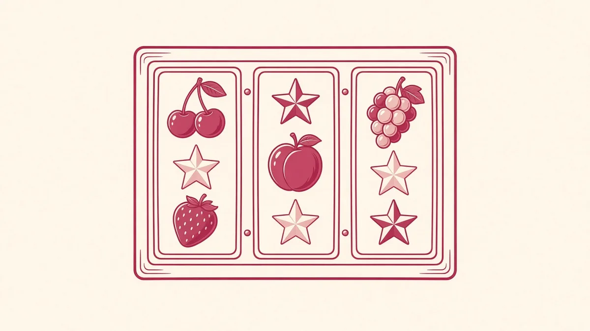 Rose illustration of three slot-reel windows